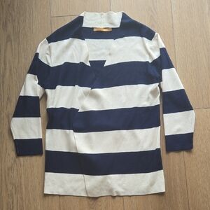 Zendra Navy and White Striped Sweater Jacket